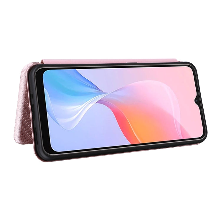 For Blackview A85 Carbon Fiber Texture Flip Leather Phone Case(Pink) - More Brand by PMC TechLife | Online Shopping South Africa | PMC TechLife | Buy Now Pay Later Mobicred