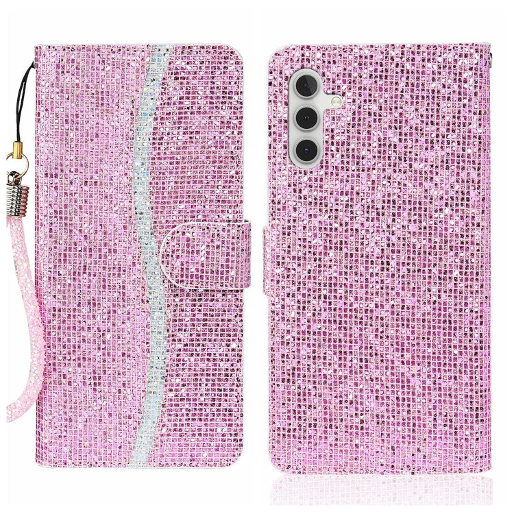 For Samsung Galaxy A24 4G Glitter Powder Filp Leather Phone Case(Pink) - Galaxy Phone Cases by PMC TechLife | Online Shopping South Africa | PMC TechLife