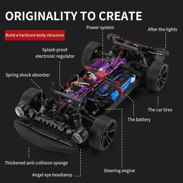 JJR/C Q142 Full Scale Electric Four-wheel Drive Muscle High Speed Drift RC Car(Grey) - RC Cars by JJR/C | Online Shopping South Africa | PMC TechLife