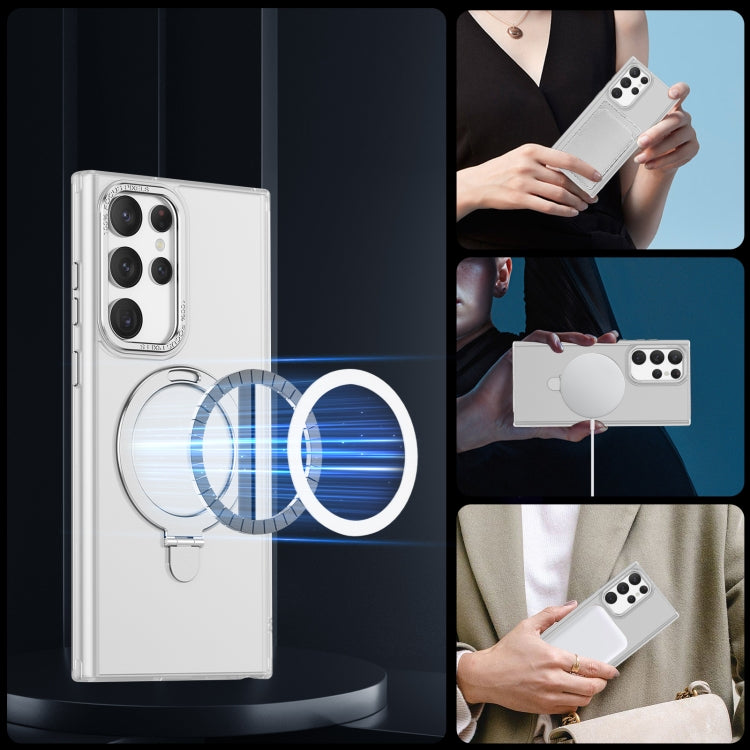 For Samsung Galaxy S23 Ultra 5G LK 3 in 1 MagSafe Magnetic Holder Phone Case(White) - Galaxy S23 Ultra 5G Cases by PMC TechLife | Online Shopping South Africa | PMC TechLife