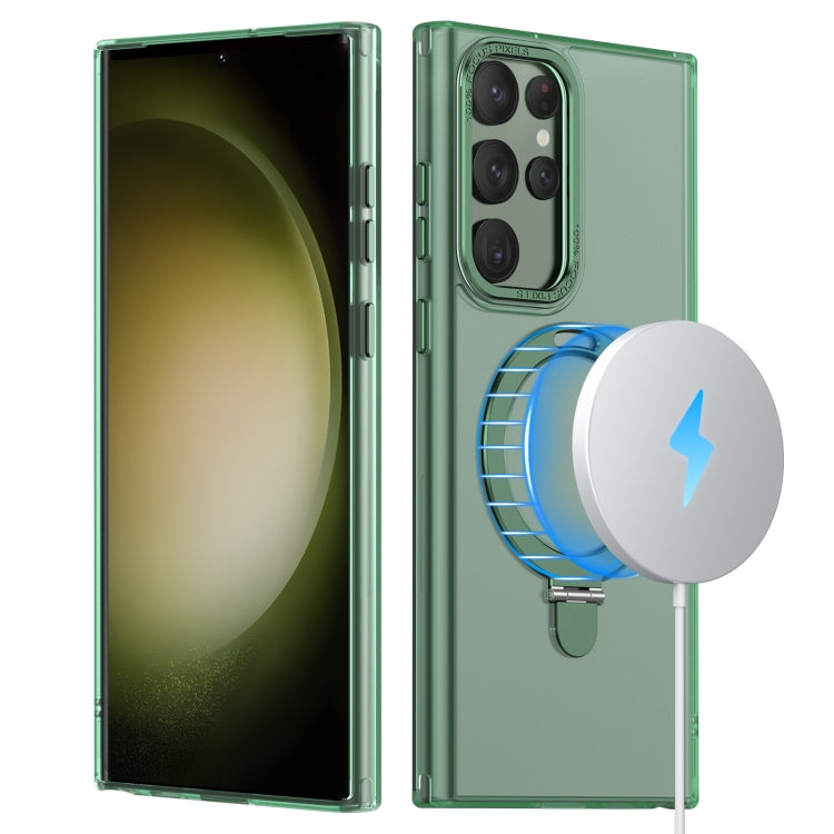 For Samsung Galaxy S23 Ultra 5G LK 3 in 1 MagSafe Magnetic Holder Phone Case(Green) - Galaxy S23 Ultra 5G Cases by PMC TechLife | Online Shopping South Africa | PMC TechLife