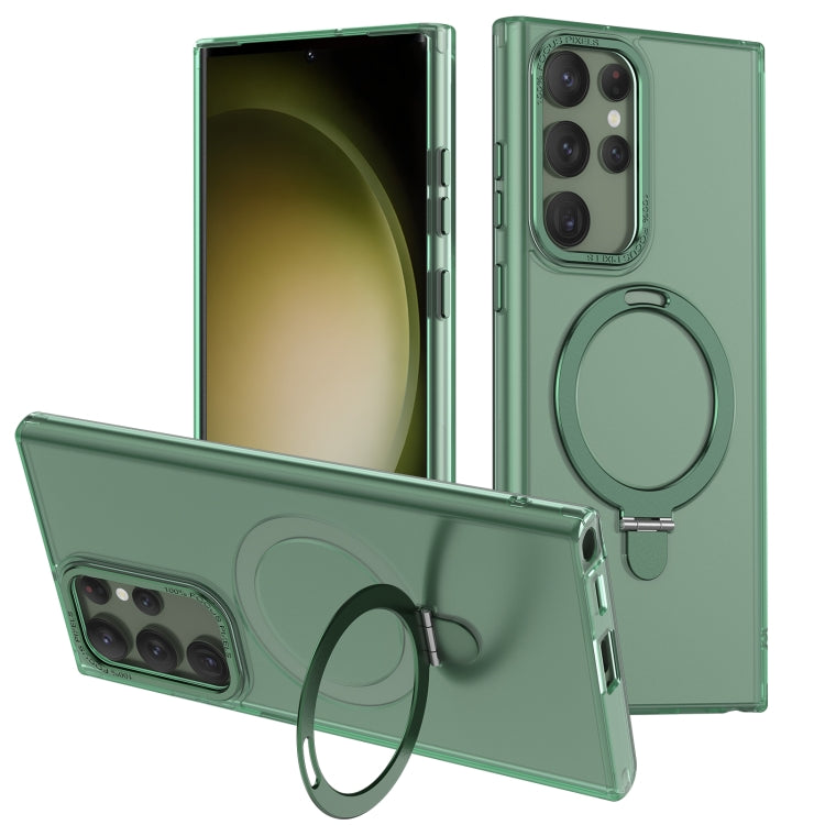 For Samsung Galaxy S22 Ultra 5G LK 3 in 1 MagSafe Magnetic Holder Phone Case(Green) - Galaxy S22 Ultra 5G Cases by PMC TechLife | Online Shopping South Africa | PMC TechLife