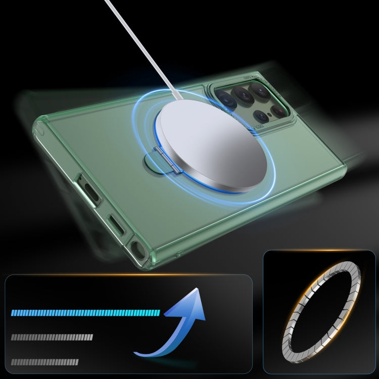 For Samsung Galaxy S22 Ultra 5G LK 3 in 1 MagSafe Magnetic Holder Phone Case(Green) - Galaxy S22 Ultra 5G Cases by PMC TechLife | Online Shopping South Africa | PMC TechLife