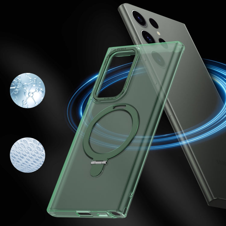 For Samsung Galaxy S22 Ultra 5G LK 3 in 1 MagSafe Magnetic Holder Phone Case(Green) - Galaxy S22 Ultra 5G Cases by PMC TechLife | Online Shopping South Africa | PMC TechLife