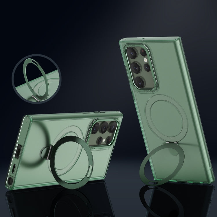 For Samsung Galaxy S22 Ultra 5G LK 3 in 1 MagSafe Magnetic Holder Phone Case(Green) - Galaxy S22 Ultra 5G Cases by PMC TechLife | Online Shopping South Africa | PMC TechLife