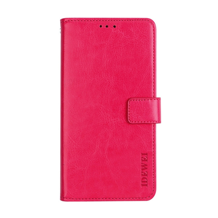 For T-Mobile REVVL 6 5G idewei Crazy Horse Texture Leather Phone Case with Holder(Rose Red) - free shipping - PMC Jewellery - Order now!