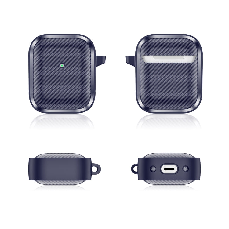 For AirPods 1 / 2 Photo Frame Carbon Fiber Series Earphone Case(Dark Blue) - For AirPods 1/2 by PMC Jewellery | Online Shopping South Africa | PMC Jewellery | Buy Now Pay Later Mobicred