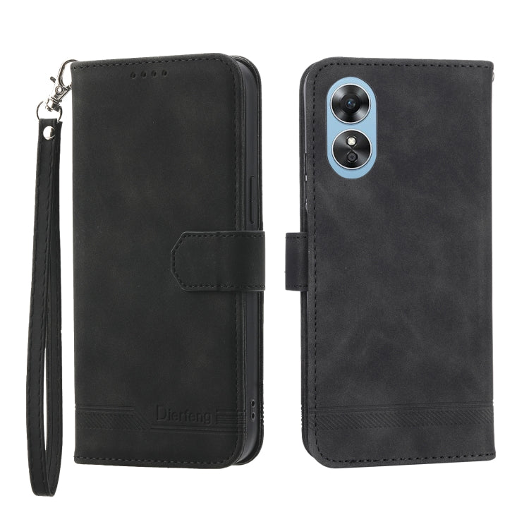 For OPPO Reno8 T 4G Global Dierfeng Dream Line TPU + PU Leather Phone Case(Black) - free shipping - PMC TechLife - Order now!