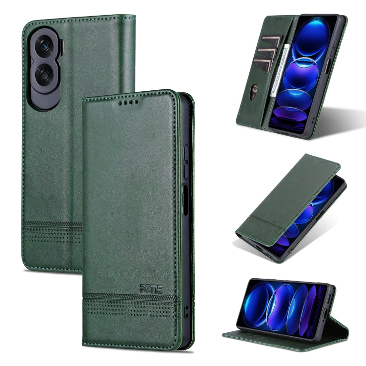 For Honor X50i/90 Lite AZNS Magnetic Calf Texture Flip Leather Phone Case(Dark Green) - Honor Cases by AZNS | Online Shopping South Africa | PMC TechLife