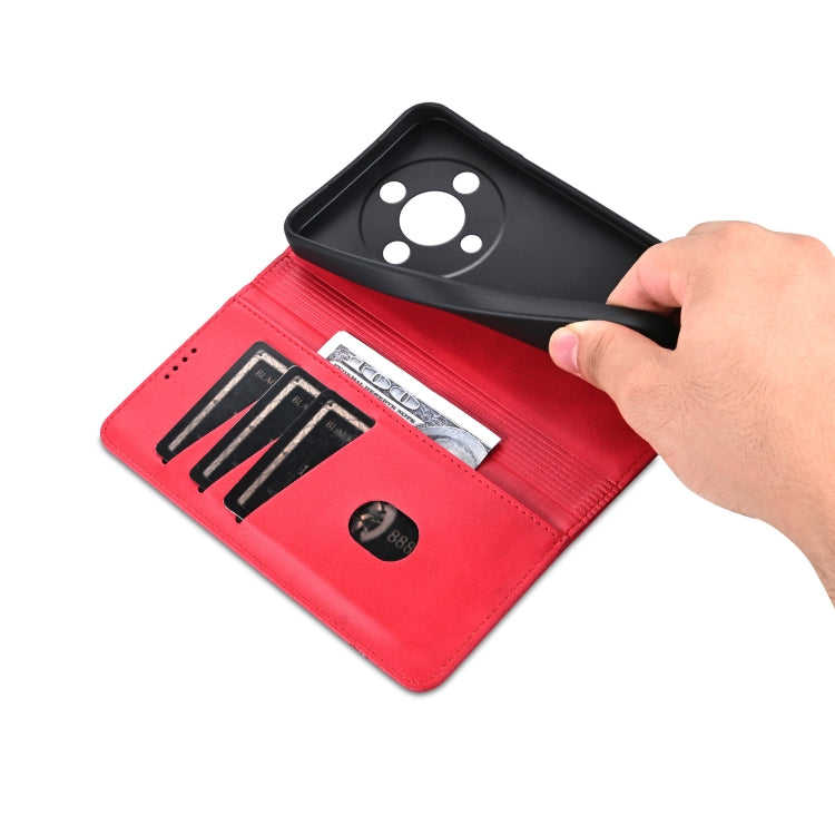 For Honor Magic6 Lite 5G/X9b AZNS Magnetic Calf Texture Flip Leather Phone Case(Red) - Honor Cases by AZNS | Online Shopping South Africa | PMC Jewellery | Buy Now Pay Later Mobicred