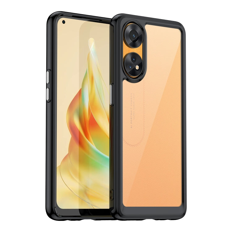For OPPO Reno8 T 4G Colorful Series Acrylic + TPU Phone Case(Black) - OPPO Cases by PMC TechLife | Online Shopping South Africa | PMC TechLife | Buy Now Pay Later Mobicred