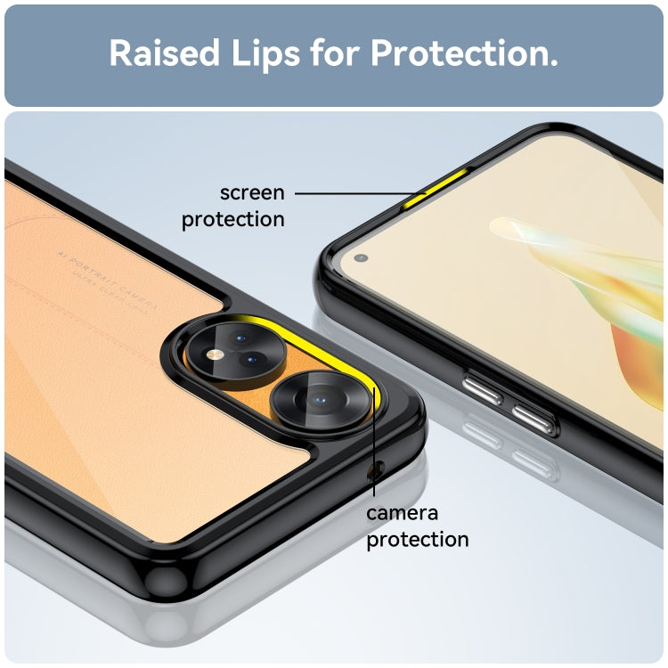 For OPPO Reno8 T 4G Colorful Series Acrylic + TPU Phone Case(Black) - OPPO Cases by PMC TechLife | Online Shopping South Africa | PMC TechLife | Buy Now Pay Later Mobicred