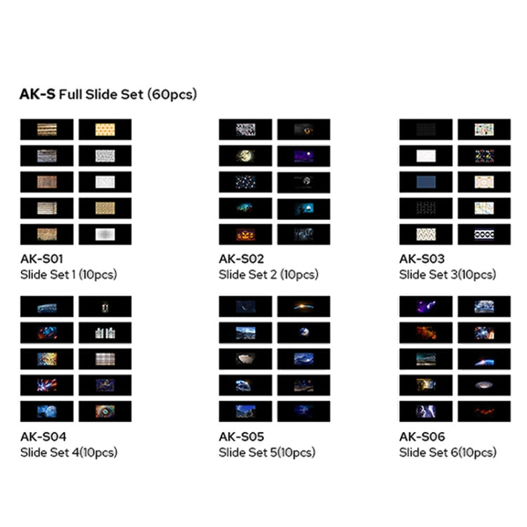 Godox AK-S03 10 in 1 Transparencies Collection Slide Set for Godox AK-R21 Projection Kit - free shipping - PMC TechLife - Order now!
