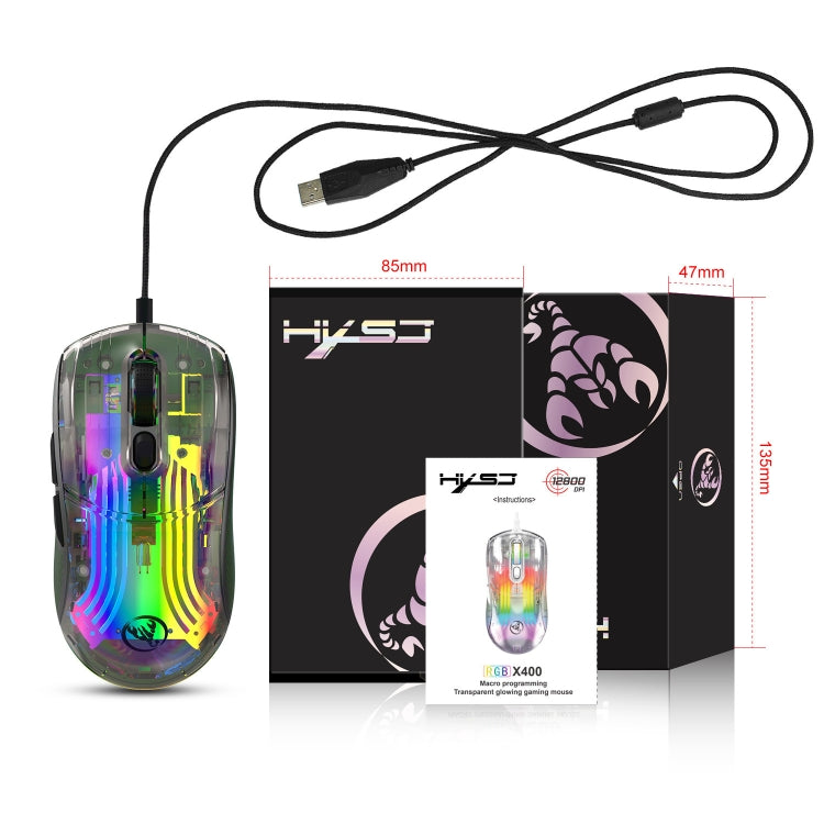X400 7 Keys Transparent RGB Wired Gaming Mouse (Black) - free shipping - PMC Jewellery - Order now!