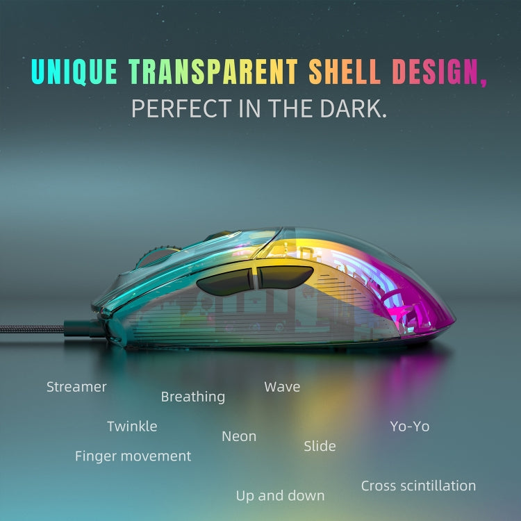 X400 7 Keys Transparent RGB Wired Gaming Mouse (Black) - free shipping - PMC Jewellery - Order now!