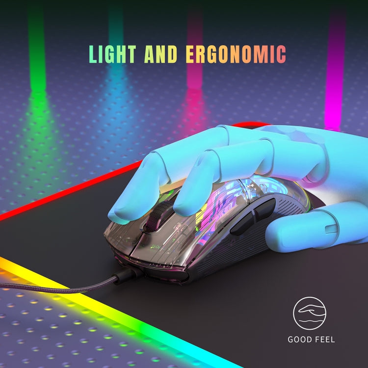 X400 7 Keys Transparent RGB Wired Gaming Mouse (Black) - free shipping - PMC Jewellery - Order now!