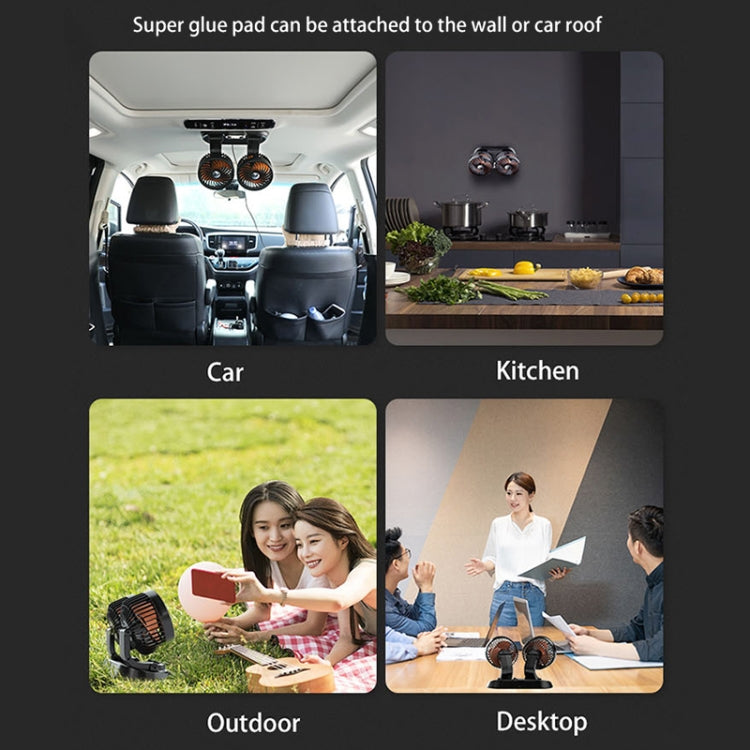 F622 Car Creative Folding Rotatable Double Head Electric Cooling Fan, Style:USB Universal - Heating & Fans by PMC TechLife | Online Shopping South Africa | PMC TechLife | Buy Now Pay Later Mobicred