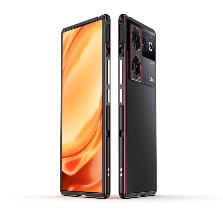 For ZTE nubia Z50 Ultra LK Aurora Metal Frame Phone Case with Lens Cover(Black Red) - ZTE Cases by PMC TechLife | Online Shopping South Africa | PMC TechLife | Buy Now Pay Later Mobicred