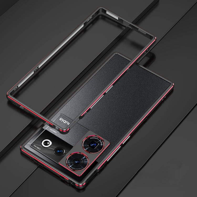 For ZTE nubia Z50 Ultra LK Aurora Metal Frame Phone Case with Lens Cover(Black Red) - ZTE Cases by PMC TechLife | Online Shopping South Africa | PMC TechLife | Buy Now Pay Later Mobicred