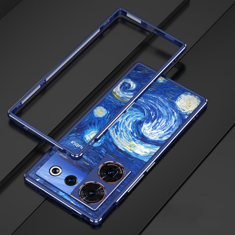 For ZTE nubia Z50 Ultra LK Aurora Metal Frame Phone Case with Lens Cover(Blue Silver) - ZTE Cases by PMC TechLife | Online Shopping South Africa | PMC TechLife | Buy Now Pay Later Mobicred