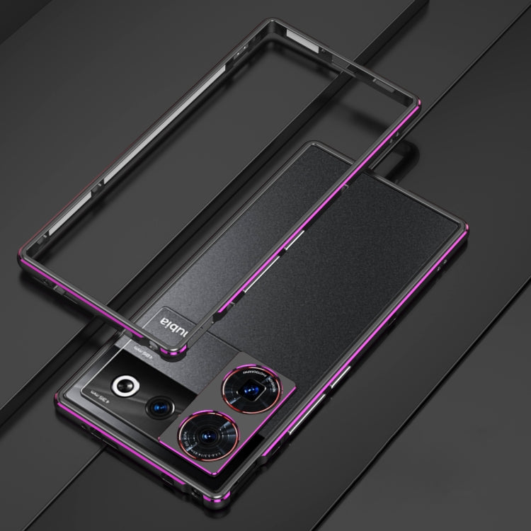 For ZTE nubia Z50 Ultra LK Aurora Metal Frame Phone Case with Lens Cover(Black Purple) - ZTE Cases by PMC TechLife | Online Shopping South Africa | PMC TechLife | Buy Now Pay Later Mobicred