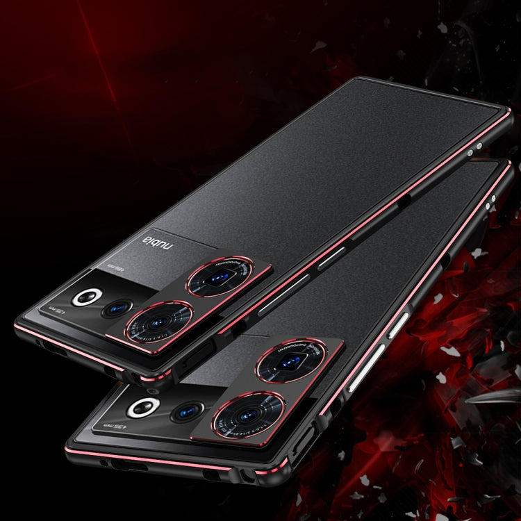 For ZTE nubia Z50 Ultra LK Aurora Metal Frame Phone Case with Lens Cover(Black Red) - ZTE Cases by PMC TechLife | Online Shopping South Africa | PMC TechLife | Buy Now Pay Later Mobicred