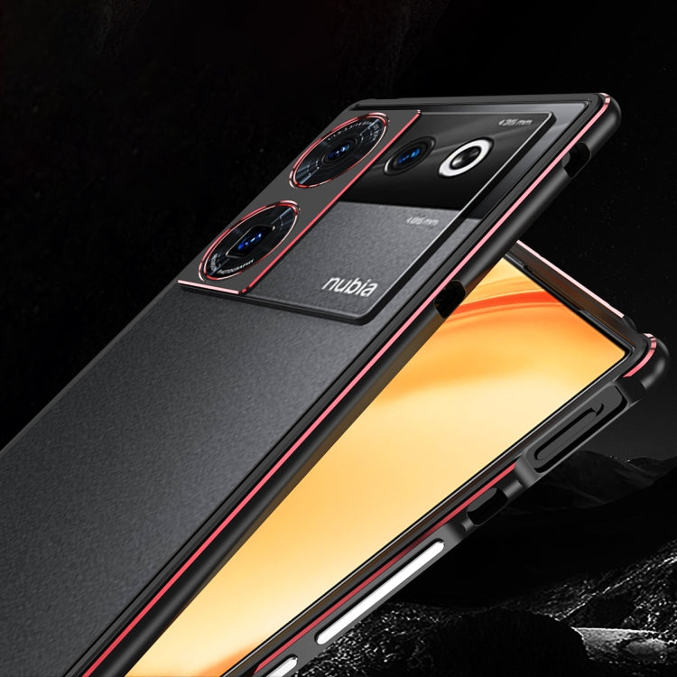 For ZTE nubia Z50 Ultra LK Aurora Metal Frame Phone Case with Lens Cover(Black Red) - ZTE Cases by PMC TechLife | Online Shopping South Africa | PMC TechLife | Buy Now Pay Later Mobicred