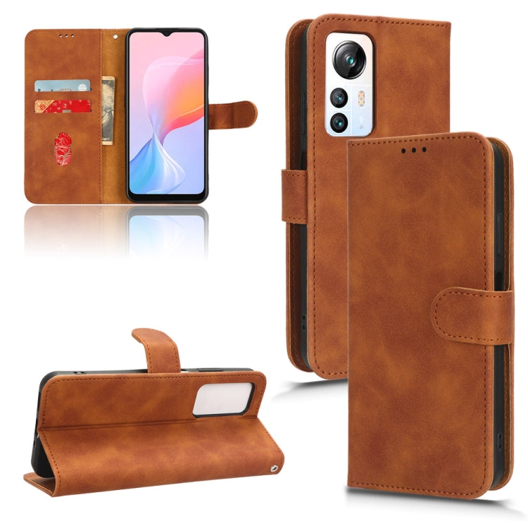 For Blackview A85 Skin Feel Magnetic Flip Leather Phone Case(Brown) - More Brand by PMC TechLife | Online Shopping South Africa | PMC TechLife | Buy Now Pay Later Mobicred