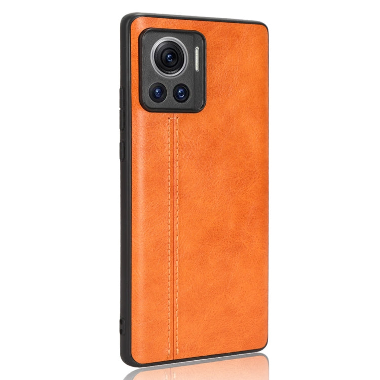 For Motorola Edge 30 Ultra / Moto X30 Pro Sewing Cow Pattern Skin PC + PU + TPU Phone Case(Orange) - Motorola Cases by PMC TechLife | Online Shopping South Africa | PMC TechLife