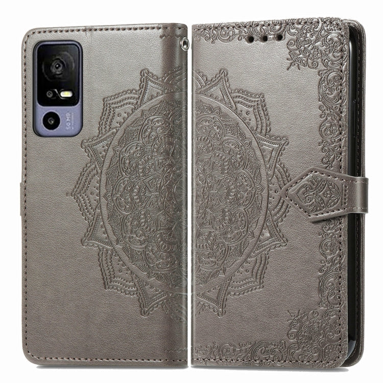 For TCL 40R Mandala Flower Embossed Leather Phone Case(Grey) - More Brand by PMC TechLife | Online Shopping South Africa | PMC TechLife | Buy Now Pay Later Mobicred