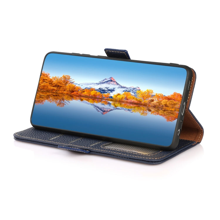 For Nokia G22 4G KHAZNEH Side-Magnetic Litchi Genuine Leather RFID Phone Case(Blue) - Nokia Cases by PMC TechLife | Online Shopping South Africa | PMC TechLife | Buy Now Pay Later Mobicred