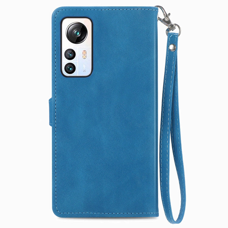 For Blackview A85 Embossed Flower Zipper Leather Phone Case(Blue) - More Brand by PMC TechLife | Online Shopping South Africa | PMC TechLife | Buy Now Pay Later Mobicred