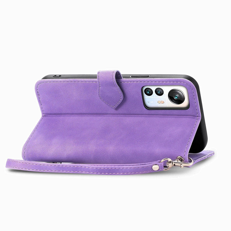 For Blackview A85 Embossed Flower Zipper Leather Phone Case(Purple) - More Brand by PMC TechLife | Online Shopping South Africa | PMC TechLife | Buy Now Pay Later Mobicred