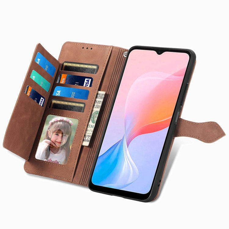 For Blackview A85 Embossed Flower Zipper Leather Phone Case(Brown) - free shipping - PMC TechLife - Order now!