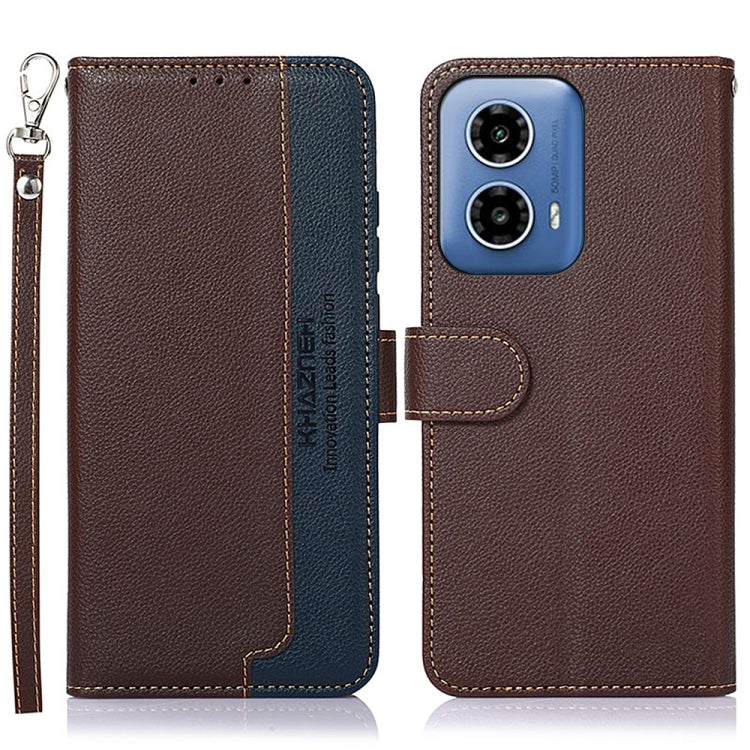 For Motorola Moto G34 KHAZNEH Litchi Texture Leather RFID Phone Case(Brown) - Motorola Cases by PMC TechLife | Online Shopping South Africa | PMC TechLife | Buy Now Pay Later Mobicred