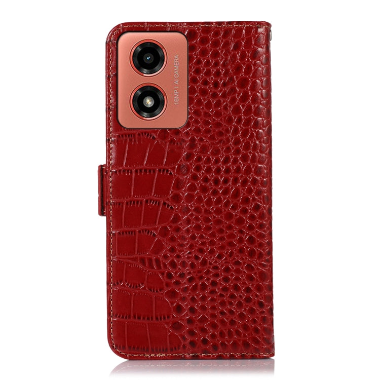 For Motorola Moto G04 / G24 Crocodile Top Layer Cowhide Leather Phone Case(Red) - Motorola Cases by PMC TechLife | Online Shopping South Africa | PMC TechLife | Buy Now Pay Later Mobicred