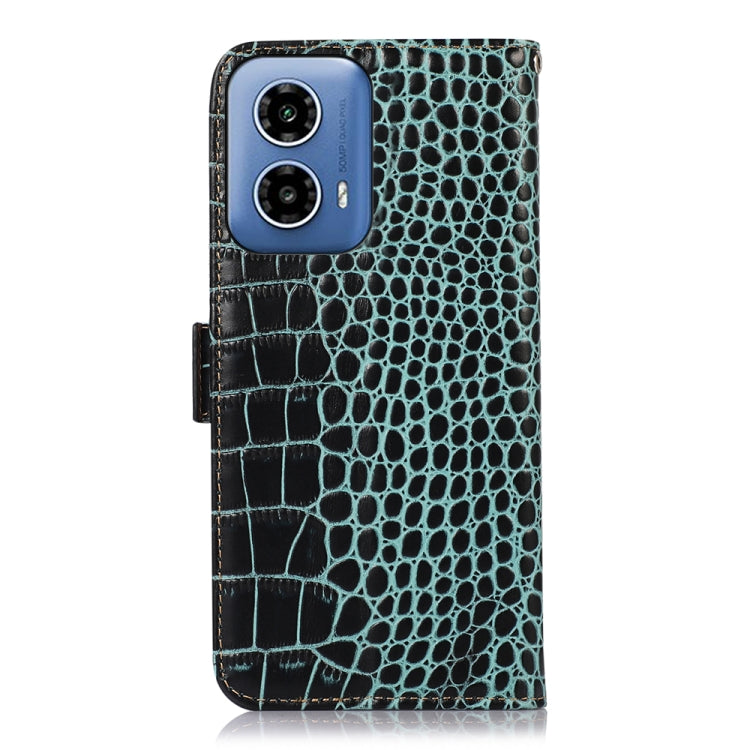 For Motorola Moto G34 Crocodile Top Layer Cowhide Leather Phone Case(Green) - Motorola Cases by PMC TechLife | Online Shopping South Africa | PMC TechLife | Buy Now Pay Later Mobicred