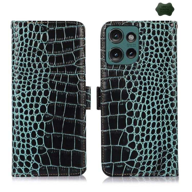 For Motorola Edge 50 Neo Crocodile Top Layer Cowhide Leather Phone Case(Green) - Motorola Cases by PMC TechLife | Online Shopping South Africa | PMC TechLife | Buy Now Pay Later Mobicred