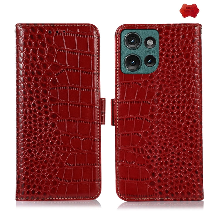 For Motorola Edge 50 Neo Crocodile Top Layer Cowhide Leather Phone Case(Red) - Motorola Cases by PMC TechLife | Online Shopping South Africa | PMC TechLife | Buy Now Pay Later Mobicred