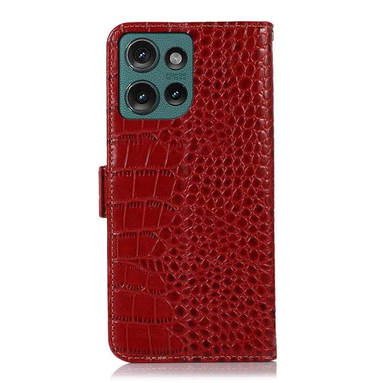 For Motorola Edge 50 Neo Crocodile Top Layer Cowhide Leather Phone Case(Red) - Motorola Cases by PMC TechLife | Online Shopping South Africa | PMC TechLife | Buy Now Pay Later Mobicred