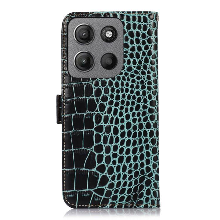 For Motorola Moto G15 4G / G05 Crocodile Top Layer Cowhide Leather Phone Case(Green) - Motorola Cases by PMC TechLife | Online Shopping South Africa | PMC TechLife | Buy Now Pay Later Mobicred