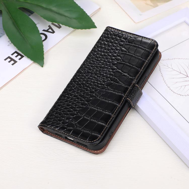 For Motorola Moto G15 4G / G05 Crocodile Top Layer Cowhide Leather Phone Case(Black) - Motorola Cases by PMC TechLife | Online Shopping South Africa | PMC TechLife | Buy Now Pay Later Mobicred