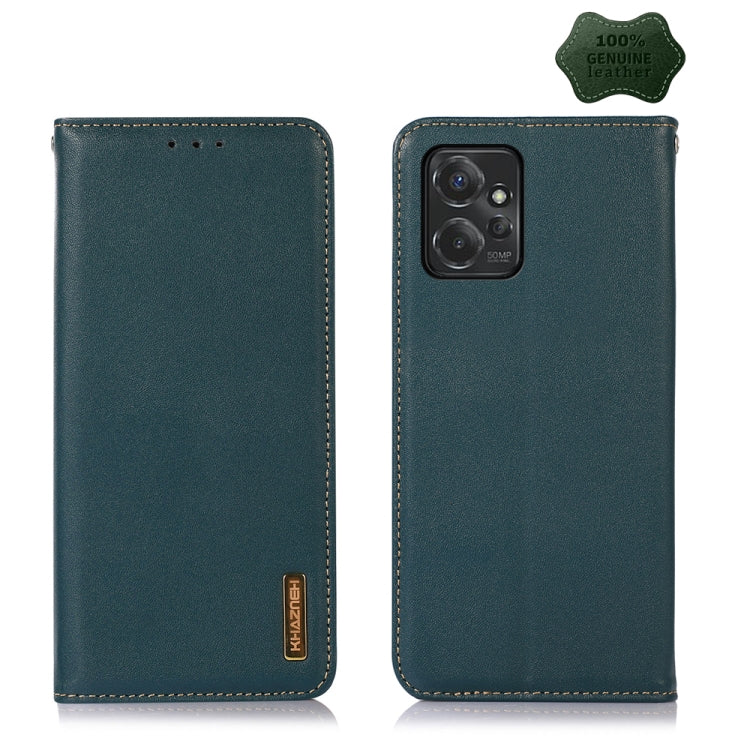 For Motorola Moto G Power 2023 KHAZNEH Nappa Top Layer Cowhide Leather Phone Case(Green) - Motorola Cases by PMC TechLife | Online Shopping South Africa | PMC TechLife | Buy Now Pay Later Mobicred