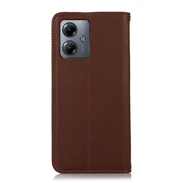 For Motorola Moto G14 4G KHAZNEH Nappa Top Layer Cowhide Leather Phone Case(Brown) - Motorola Cases by PMC TechLife | Online Shopping South Africa | PMC TechLife | Buy Now Pay Later Mobicred