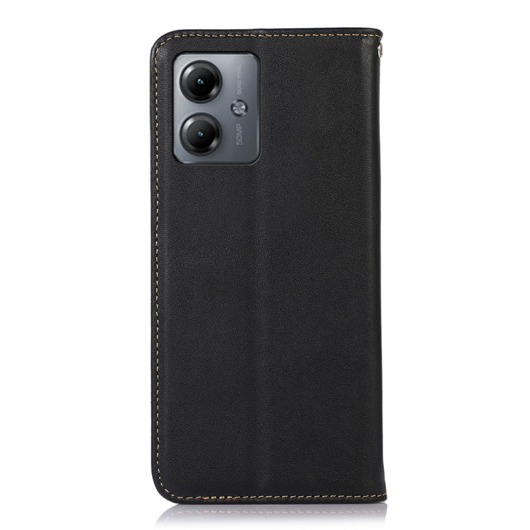 For Motorola Moto G14 4G KHAZNEH Nappa Top Layer Cowhide Leather Phone Case(Black) - Motorola Cases by PMC TechLife | Online Shopping South Africa | PMC TechLife | Buy Now Pay Later Mobicred