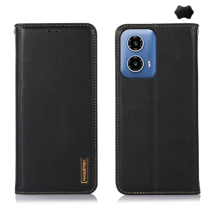 For Motorola Moto G34 KHAZNEH Nappa Top Layer Cowhide Leather Phone Case(Black) - Motorola Cases by PMC TechLife | Online Shopping South Africa | PMC TechLife | Buy Now Pay Later Mobicred
