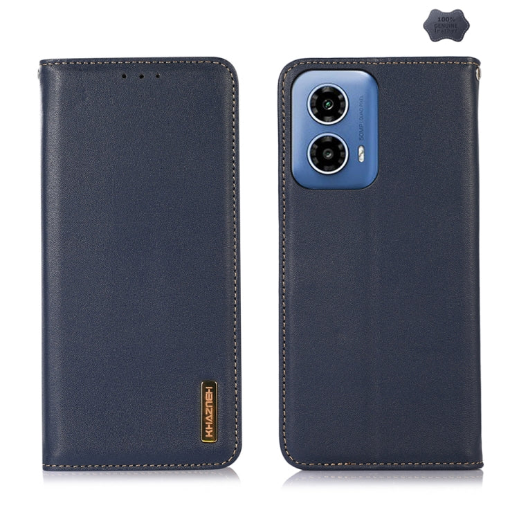 For Motorola Moto G34 KHAZNEH Nappa Top Layer Cowhide Leather Phone Case(Blue) - Motorola Cases by PMC TechLife | Online Shopping South Africa | PMC TechLife | Buy Now Pay Later Mobicred