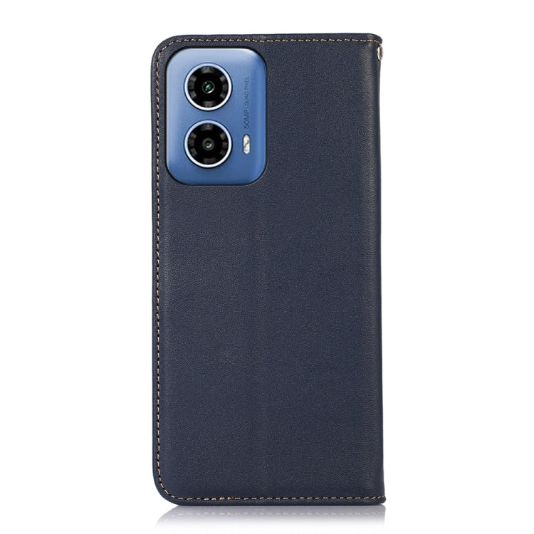 For Motorola Moto G34 KHAZNEH Nappa Top Layer Cowhide Leather Phone Case(Blue) - Motorola Cases by PMC TechLife | Online Shopping South Africa | PMC TechLife | Buy Now Pay Later Mobicred