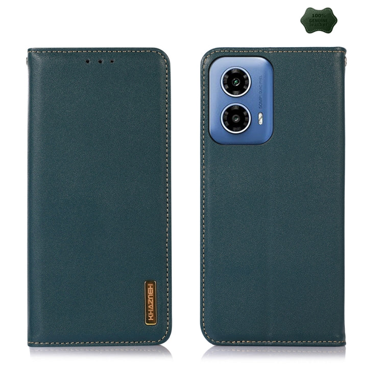 For Motorola Moto G34 KHAZNEH Nappa Top Layer Cowhide Leather Phone Case(Green) - Motorola Cases by PMC TechLife | Online Shopping South Africa | PMC TechLife | Buy Now Pay Later Mobicred