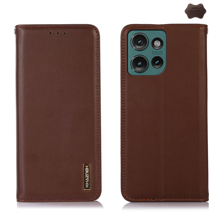 For Motorola Edge 50 Neo KHAZNEH Nappa Top Layer Cowhide Leather Phone Case(Brown) - Motorola Cases by PMC TechLife | Online Shopping South Africa | PMC TechLife | Buy Now Pay Later Mobicred